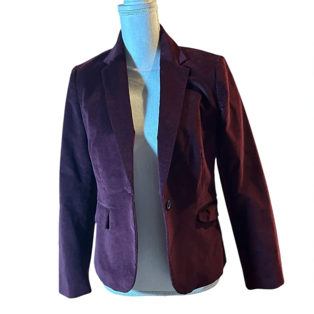 Banana Republic Velvet Blazer Deep Burgundy with Elbow Patches 🆕 - Picture 6 of 11